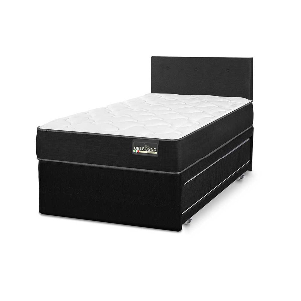 Cama Nido Belsogno 1 Plaza One Black + Respaldo Black Tapizado