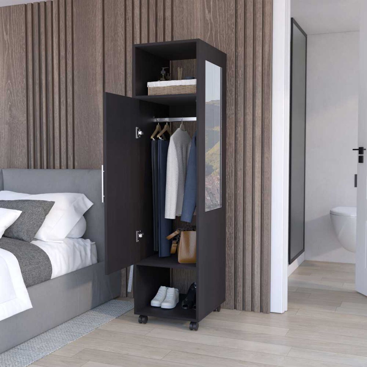Clóset TuHome Custer con Espejo 1 Puerta Wengue