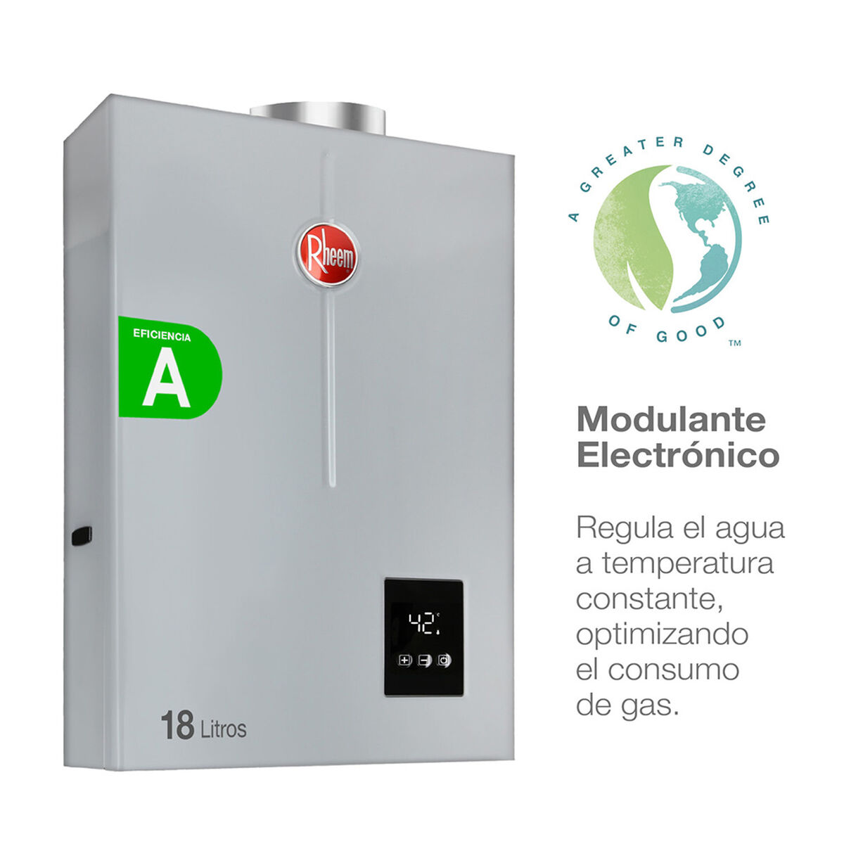 Calefont Gas Natural Rheem Tiro Forzado Digital 18 lts.