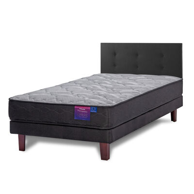 Cama Europea Flex 1,5 Plazas Therapedic Plus  + Respaldo Royal Negro