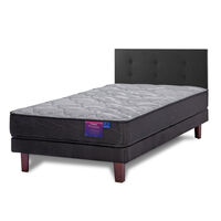 Cama Europea Flex 1,5 Plazas Therapedic Plus + Respaldo Royal Negro