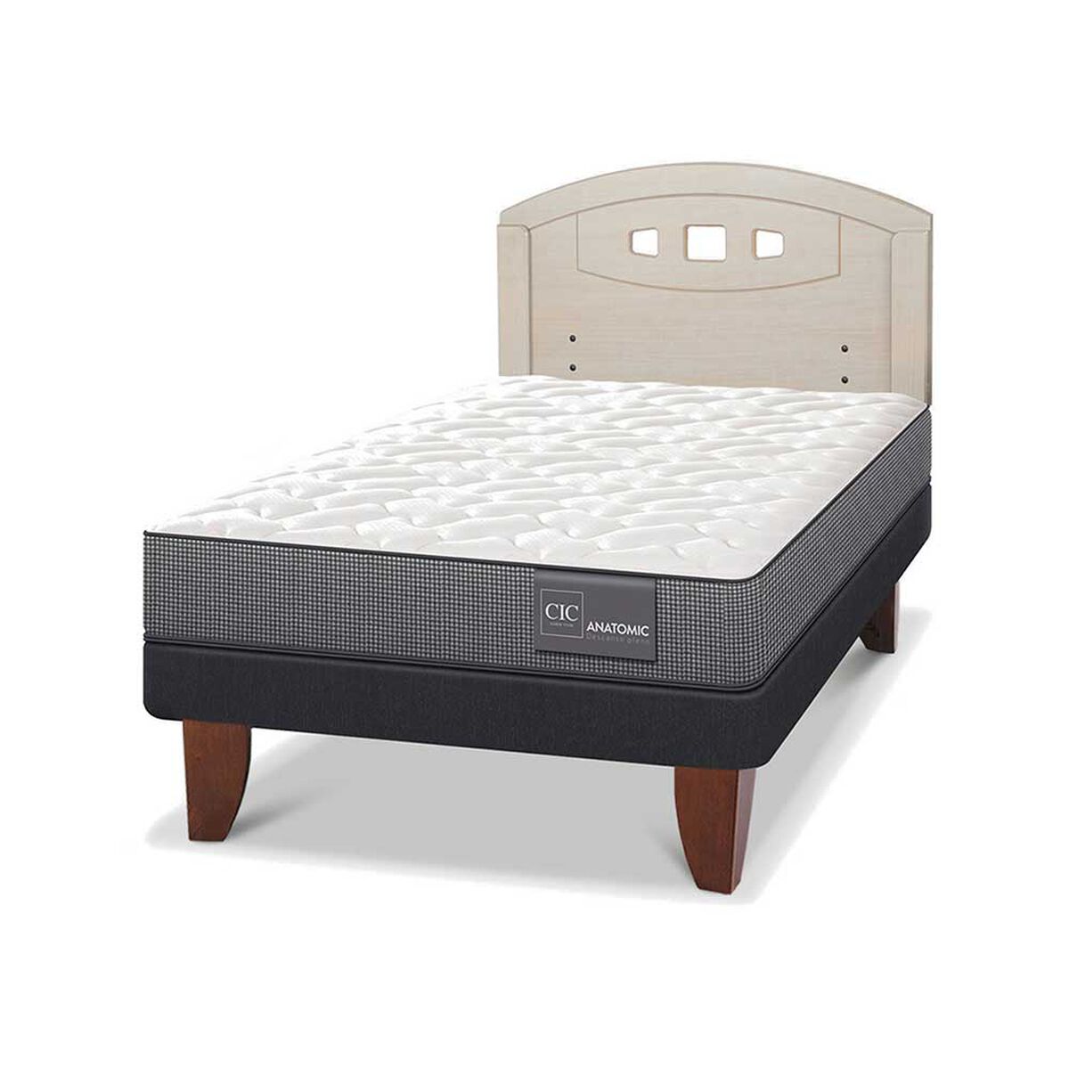 Cama Europea CIC 1,5 Plazas Anatomic + Respaldo Gales Alpino