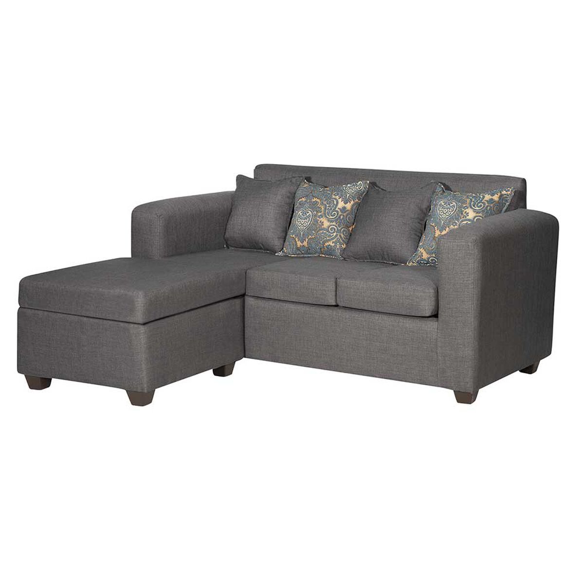 Sofá Seccional Intercambiable Essenza New Puket Tela Catania Chaise longue + Sofá 2 Cuerpos Gris