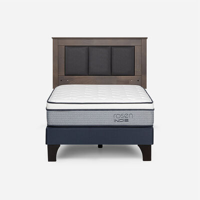 Imagen 1 del producto Combo Cama Europea Rosen 1,5 Plazas Indie BN + Respaldo Rachel