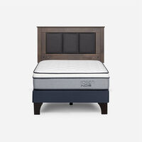 Combo Cama Europea Rosen 1,5 Plazas Indie BN + Respaldo Rachel