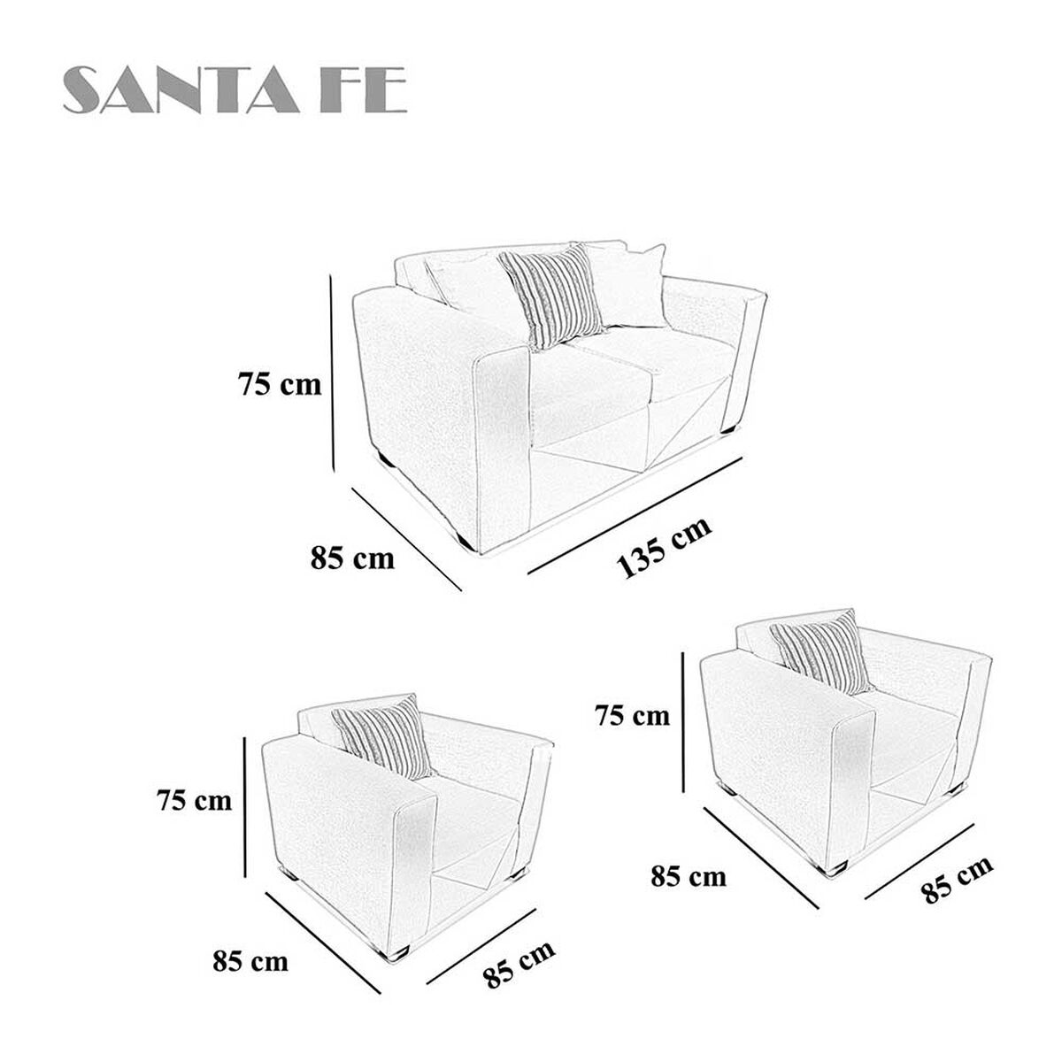 Juego de Living Elegant Detail Santa Fe Sof&aacute; 2 Cuerpos + Dos sillones 1 Cuerpo Rojo