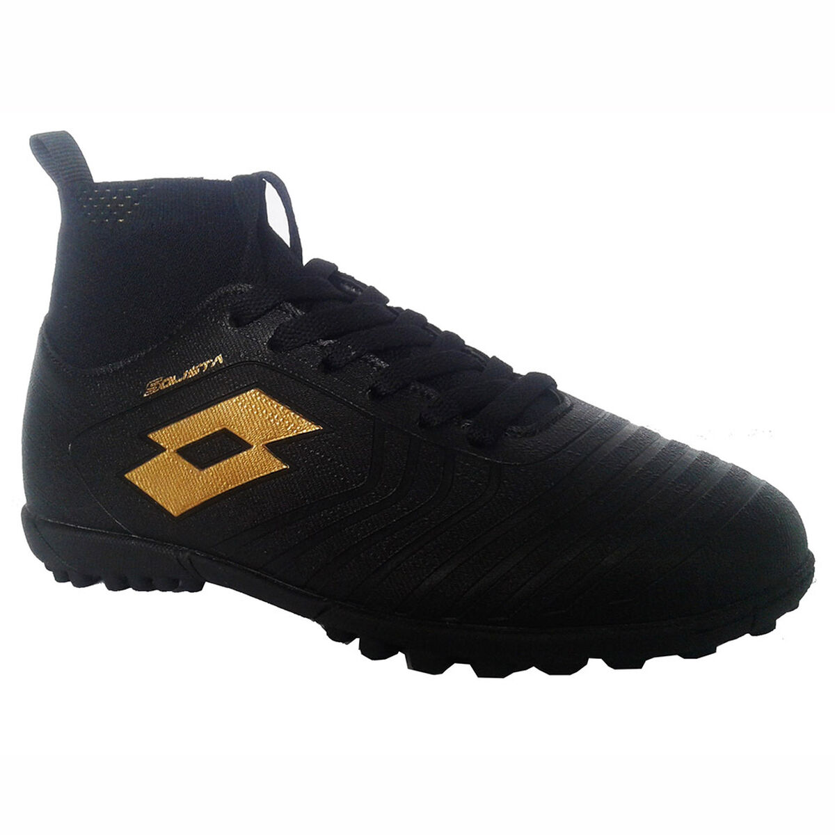Zapatilla Baby Fútbol Niño Lotto Solista Sock TF BK/GO Jr