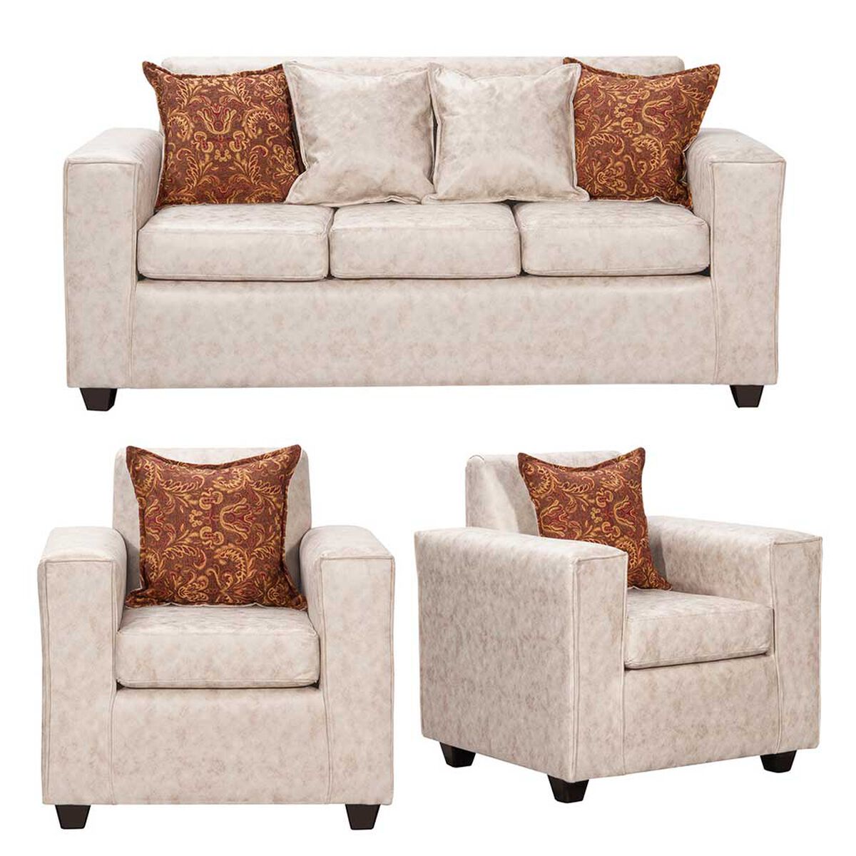 Juego de Living Black Factory Ezeiza Sof&aacute; 3 Cuerpos + Dos Sillones 1 Cuerpo Crema