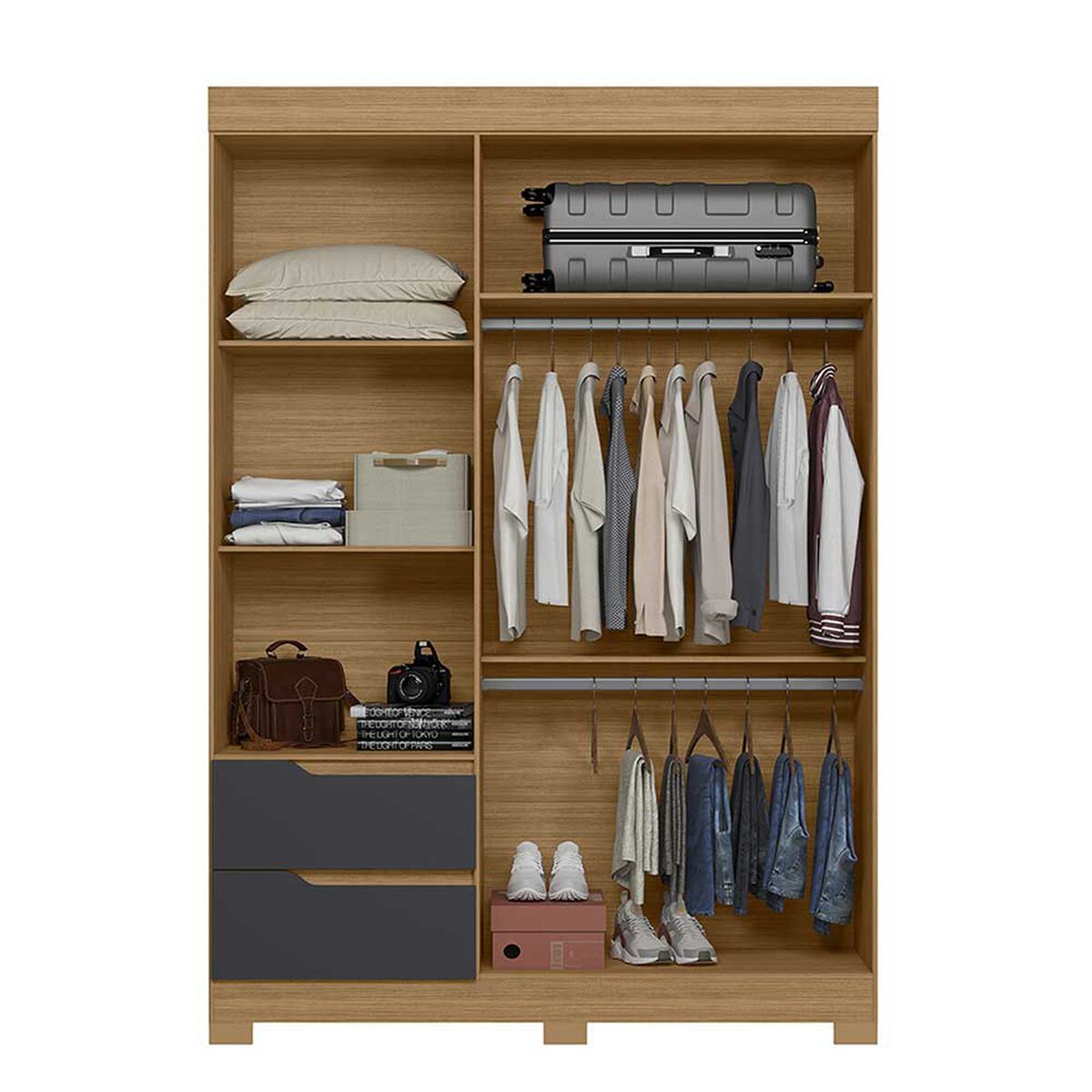 Clóset Vekkahome Vivacce 3 Puertas 2 Cajones Negro Café