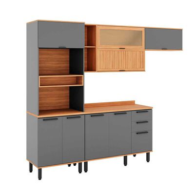 ROCA Mueble de Cocina Roca Castaña 4 Módulos Canela-Ceniza