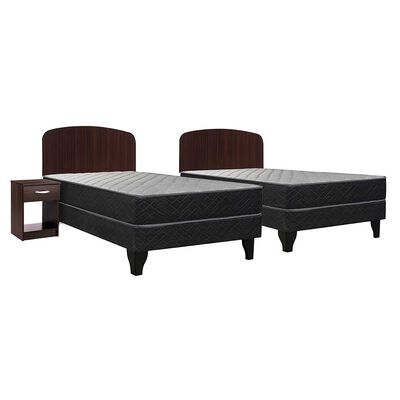 Dúplex Camas Europeas Celta 1 Plaza Atlantis Black + Respaldo + Velador