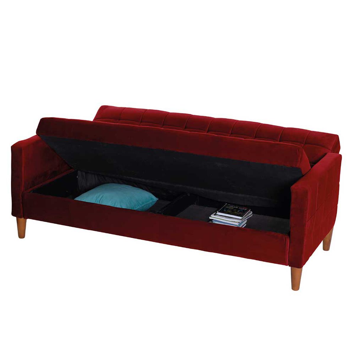 Futón Latam Home Genova Velvet 3 Cuerpos Burdeo