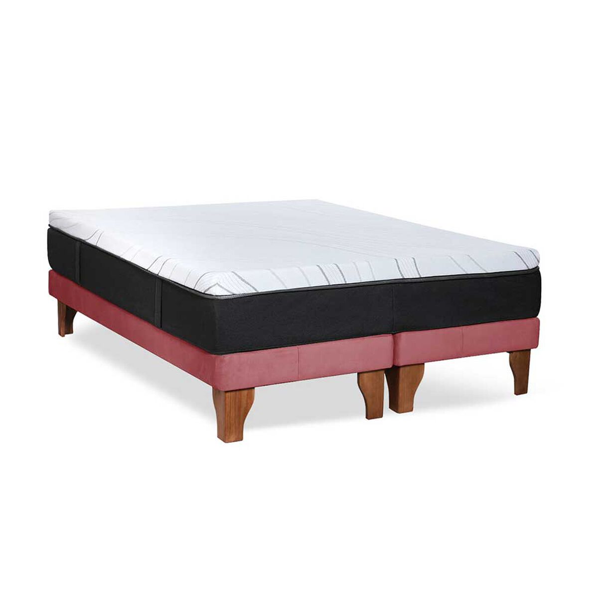 Cama Europea Latam Home Base Dividida 2 Plazas Zen Top Foam Soft Velvet Palo Rosa