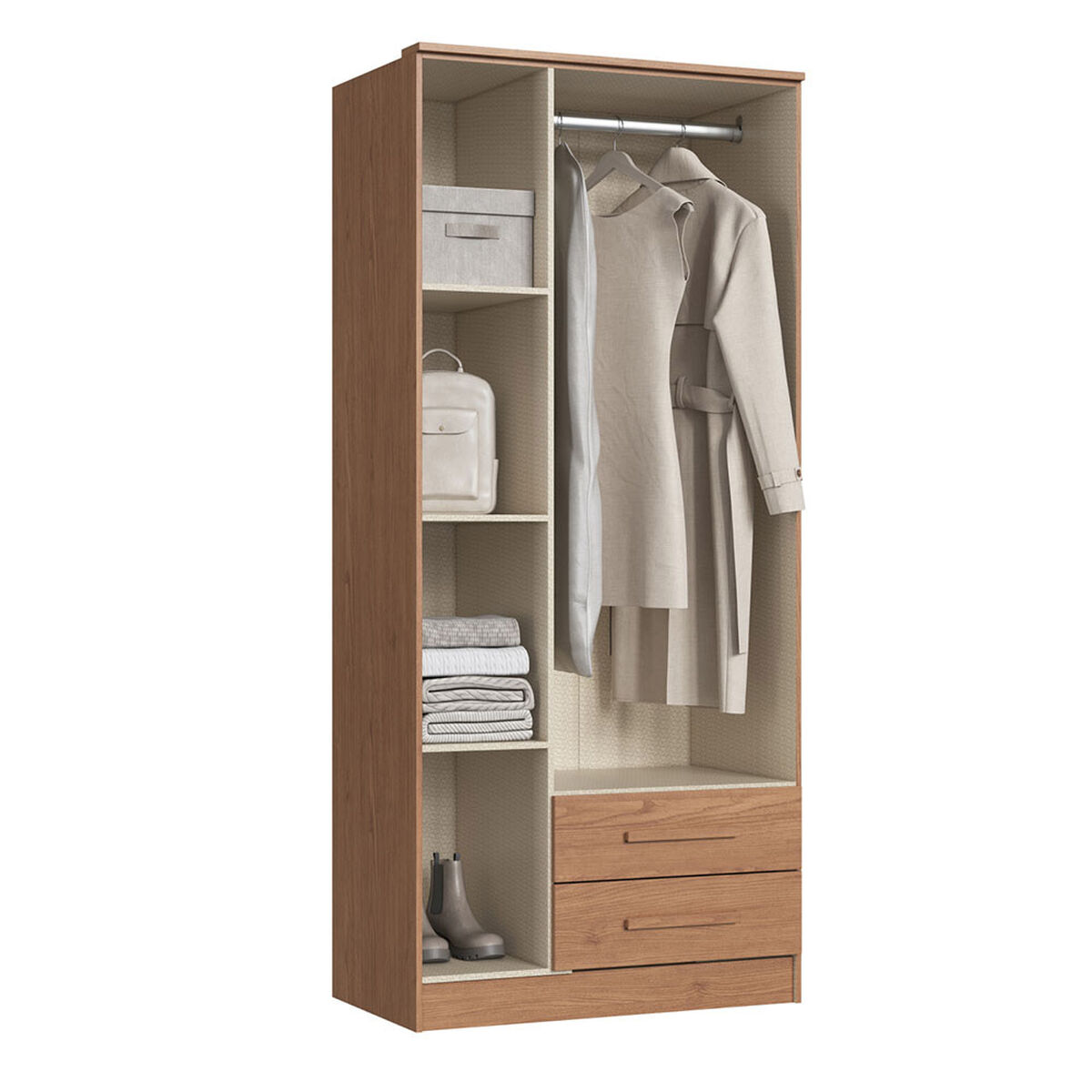 Closet Vekkahome Americano 3 Puertas 2 Cajones Caf&eacute;