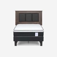 Cama Europea Rosen 1,5 Plazas New style 6 + Respaldo Rachel Gris