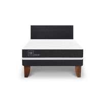 Cama Europea CIC 2 Plazas Ortopedic  + Respaldo Villarrica Negro
