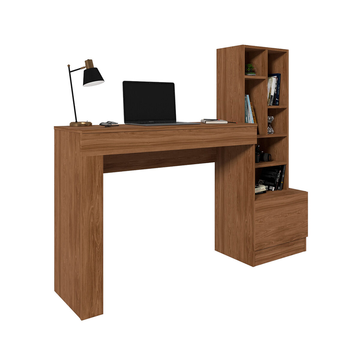 Escritorio + Estante Vekkahome Linda 1 Puerta Café