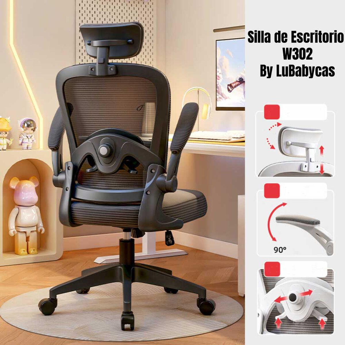 Silla de escritorio LuBabycas W302 Negro