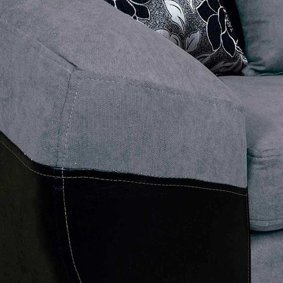 Juego de Living Elegant Detail Houston Sof&aacute; 3 Cuerpos + Dos Sitiales Gris