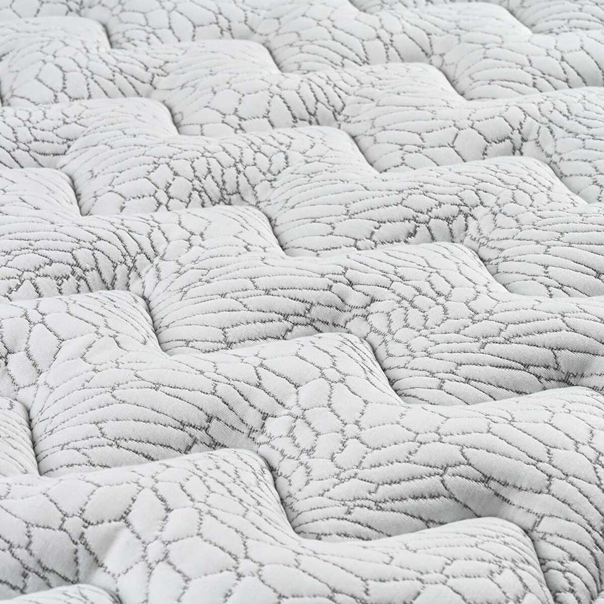 Cama Europea Cannon 2 Plazas Hybrid Cotton + Respaldo Lino Gris + Velador Volga
