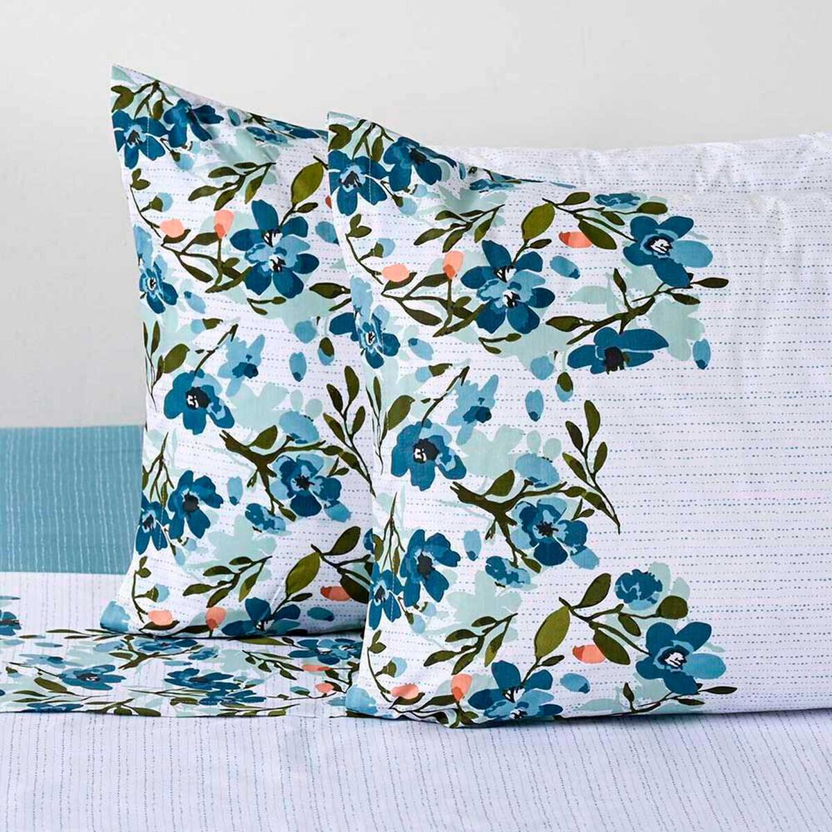 Juego de S&aacute;banas American Family 144 Hilos 2 Plazas Flora Verde