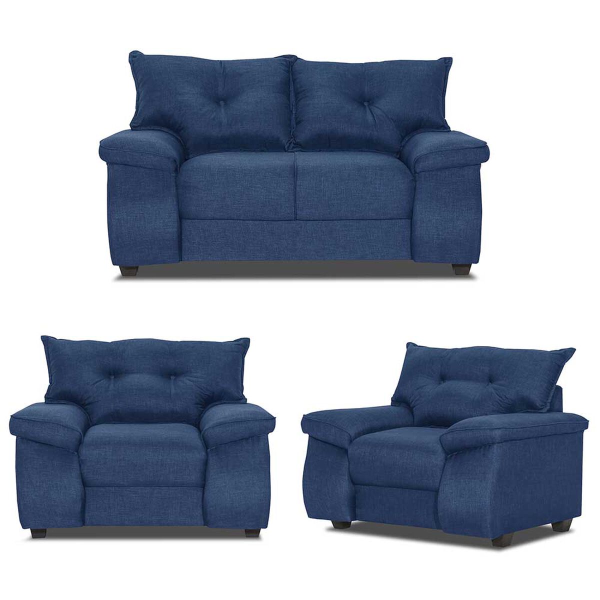 Juego de Living Innovamuebles Fortaleza Córdoba Sofá 2 Cuerpos + Dos Butacas 1 Cuerpo Azul