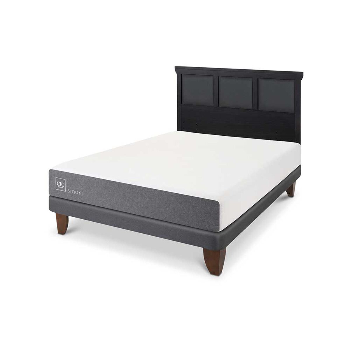 Cama Europea CIC 2 Plazas Smart + Respaldo Torino Negro