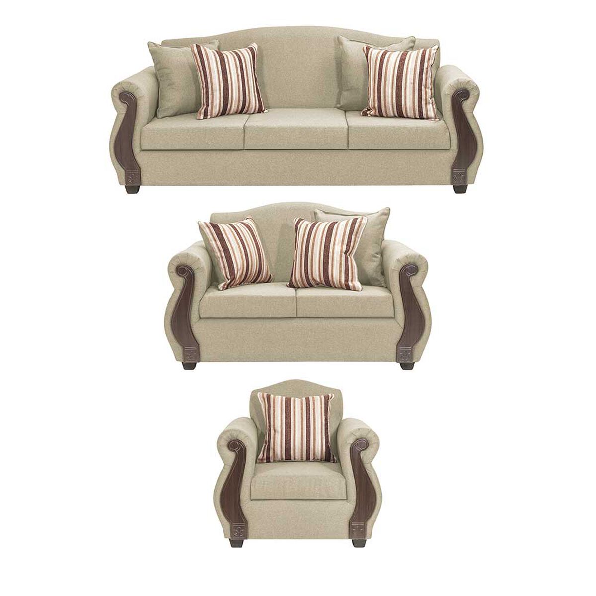 Juego de Living Innovamuebles New Bugambilia Sofá 3 Cuerpos + Sofá 2 Cuerpos + Butaca 1 Cuerpo 1 Cuerpo Beige  