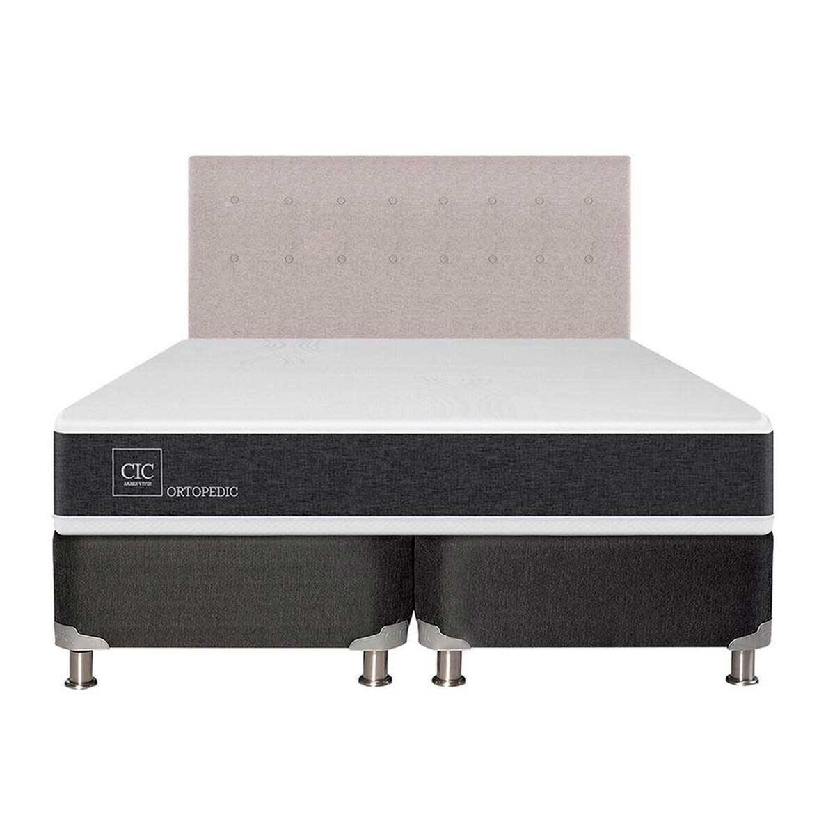 Box Spring CIC Base Dividida King New Ortopedic + Respaldo Tigris