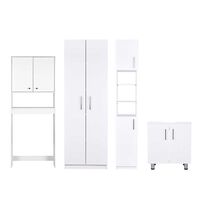 Combo Estante 2 Puertas + Vanitorio 2 Puertas + Estante Organizador 2 Puertas + Despensero de Baño 2 Puertas CIC Blanco