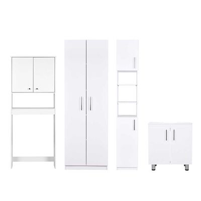 Imagen 1 del producto Combo Estante 2 Puertas + Vanitorio 2 Puertas + Estante Organizador 2 Puertas + Despensero de Baño 2 Puertas CIC Blanco