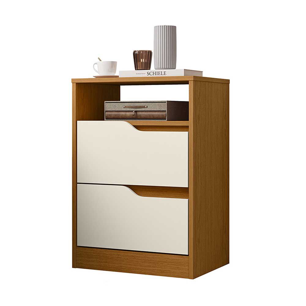 Velador Vekkahome Sole 2 Cajones Café Beige