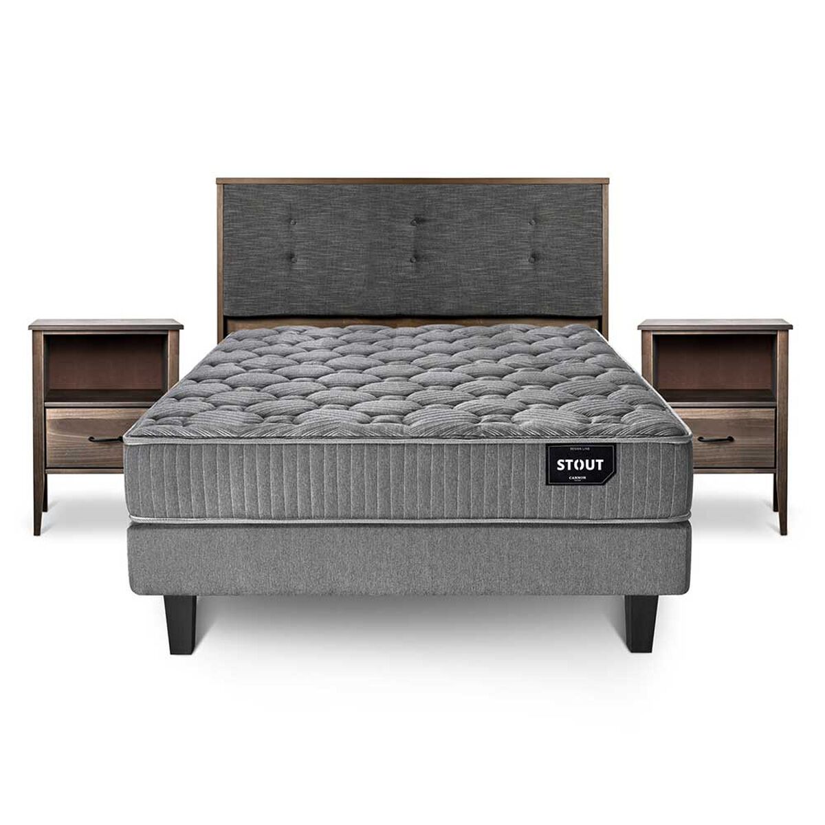 Juegos de Dormitorio Cama Europea Cannon Stout King + 1 Respaldo + 2 Veladores