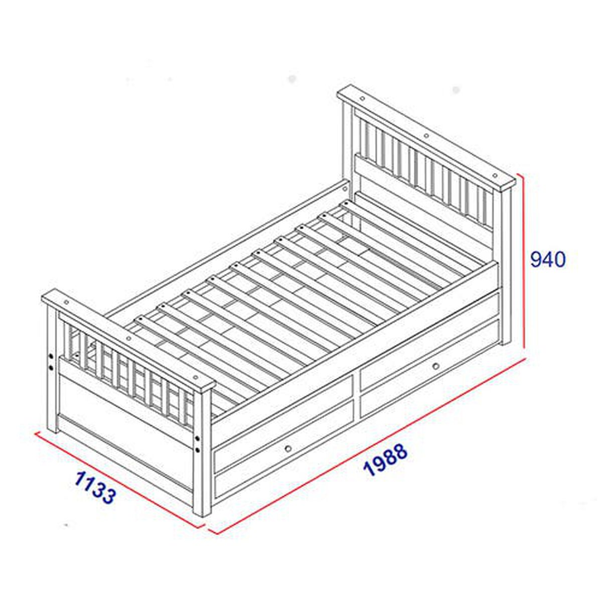 Base para Cama Nido Decocasa 1,5 Plazas California