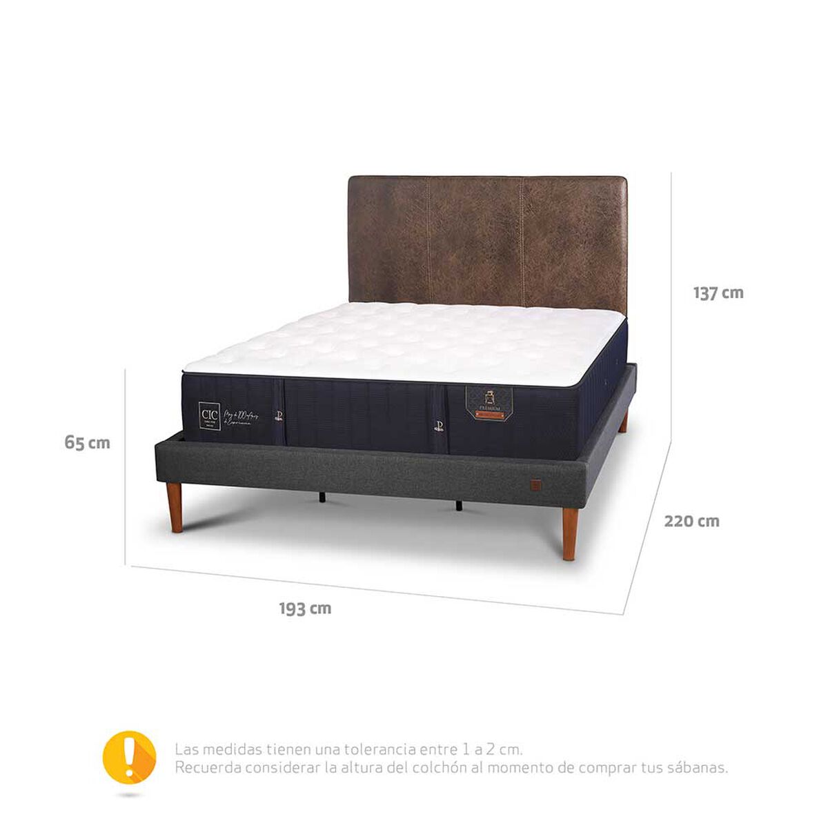Cama Europea CIC King Premium + Respaldo