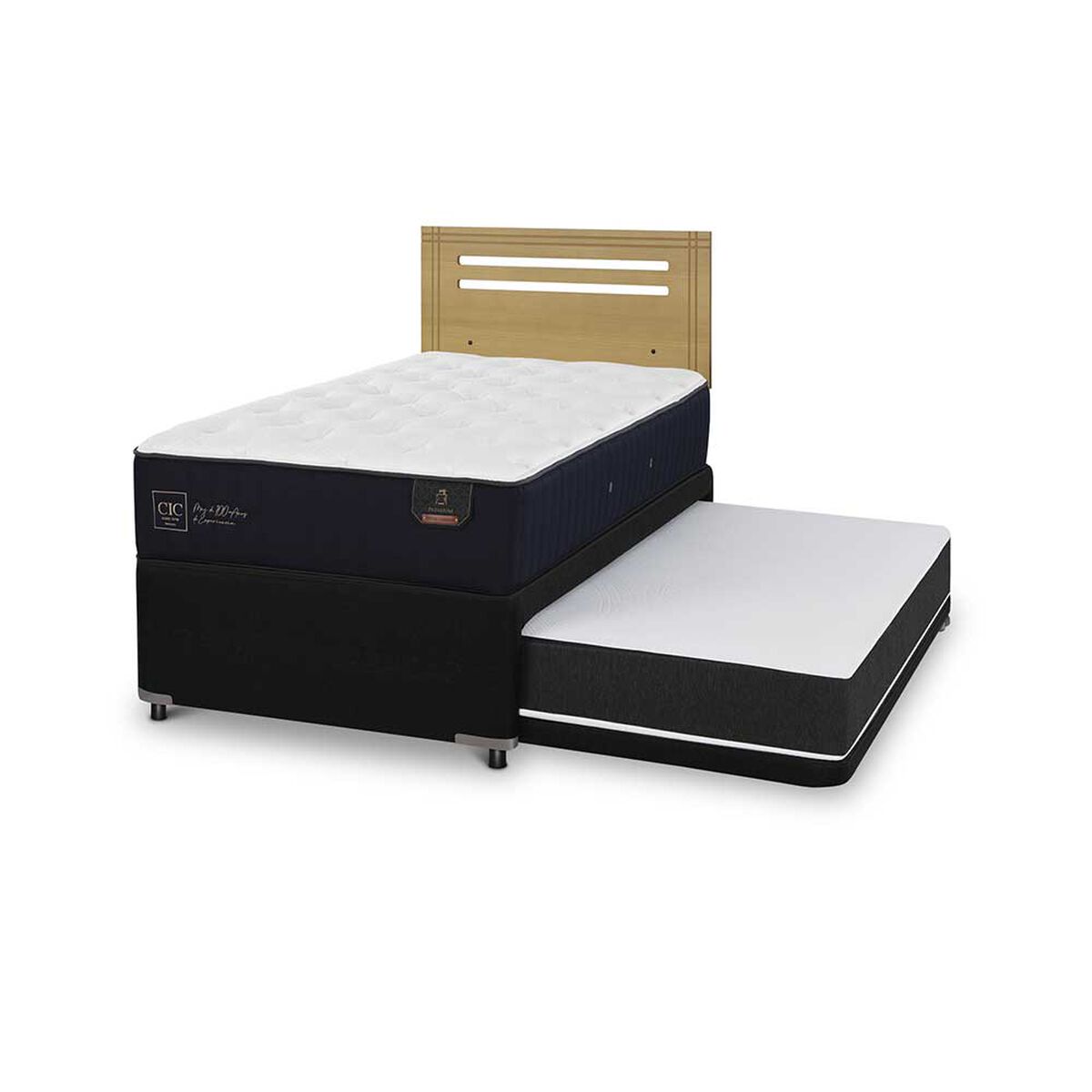Cama Nido CIC 1,5 Plazas Premium + Respaldo Munich Mostaza