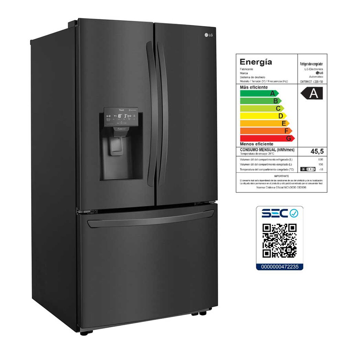 Refrigerador French Door LG GM78WGT 662 lts