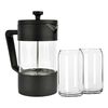Pack Cafetera Francesa 600 ml + Set 2 Vasos 550 ml Simplit Negro