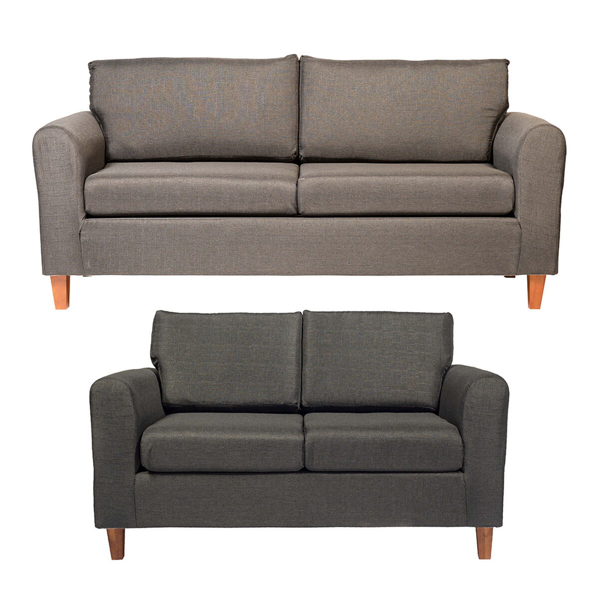 Juego de Living Delfos Sofá 3 Cuerpos + Sofá 2 Cuerpos Grafito