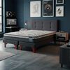 Cama Europea Flex 2 Plazas Dream Pocket Box B/D + Respaldo Royal Grafito + Velador Rock