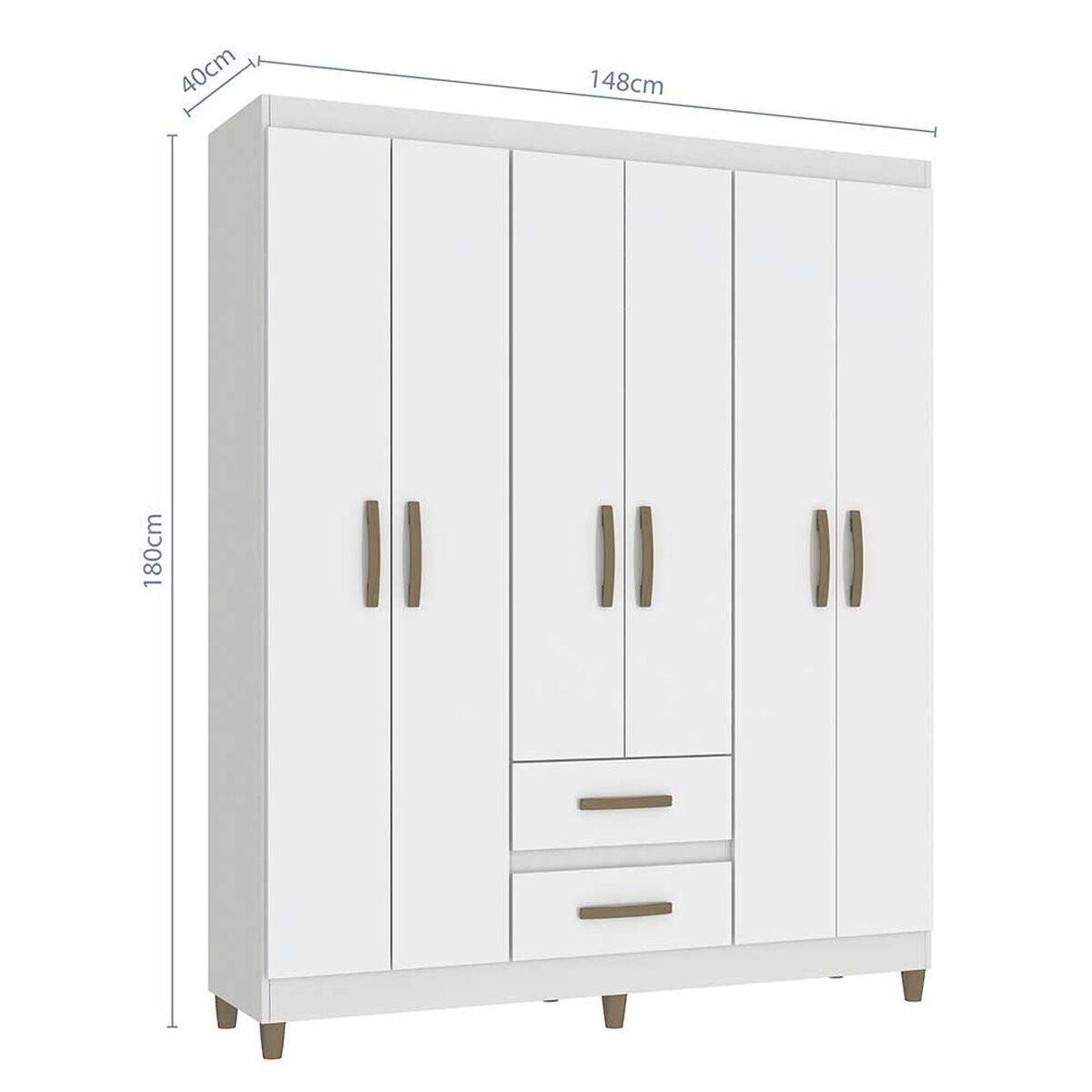 Cl&oacute;set Vekkahome Coimbra 6 Puertas 2 Cajones Blanco
