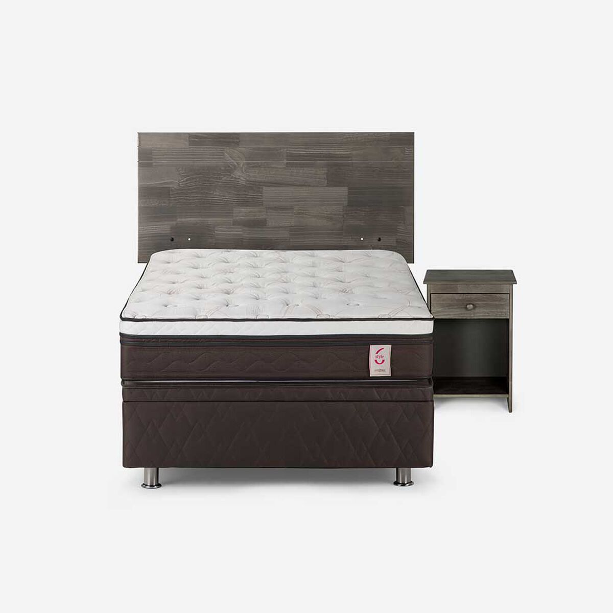 Boxet Rosen 1 Plaza New Style 6 + Respaldo + Velador Tabor Grafito