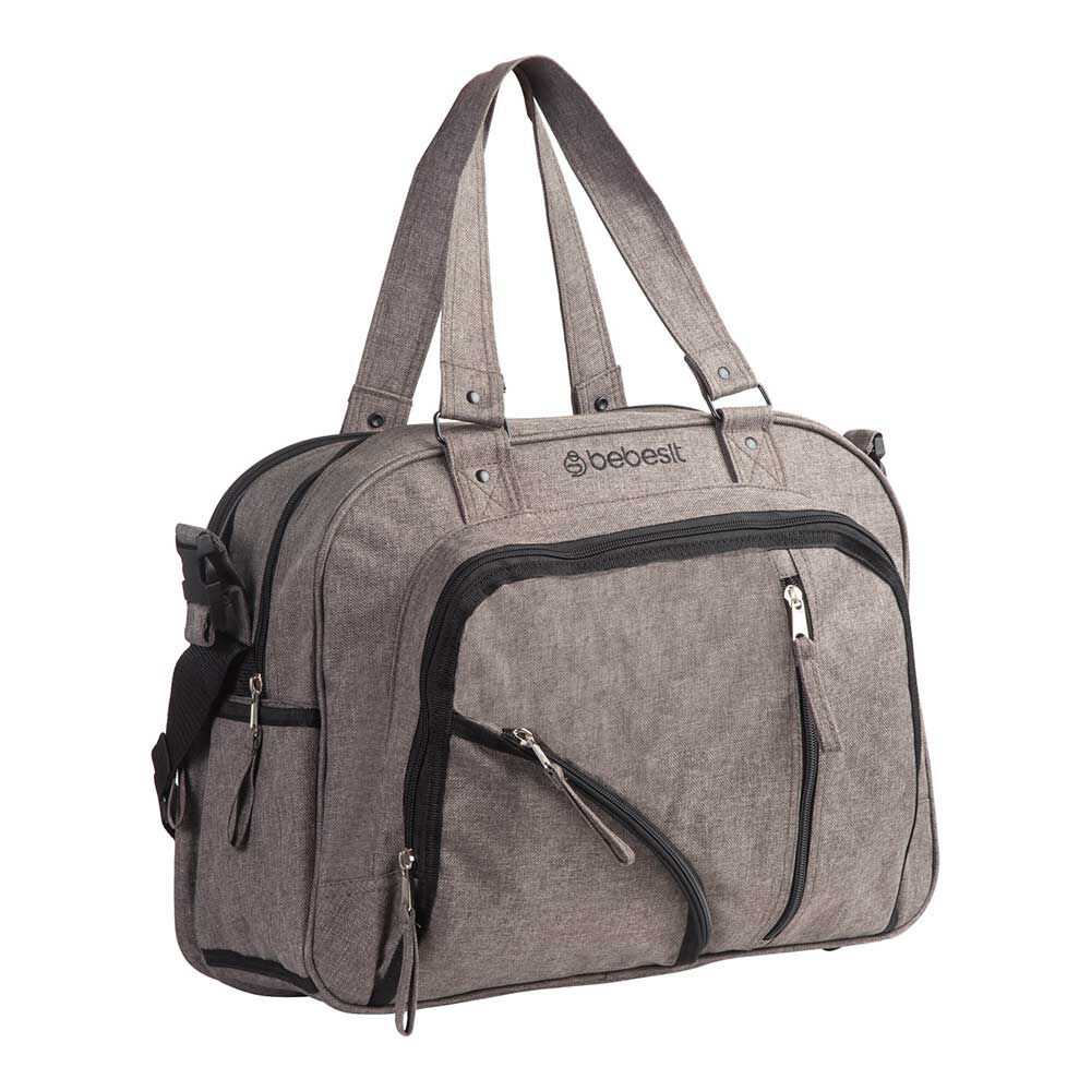 Bolso Maternal Con Porta Mamadera & Mudador Beige Bebesit