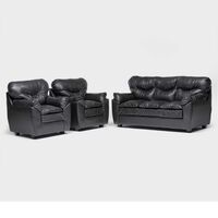 Juego de Living Almore Belén Sofá 3 Cuerpos + Dos Sillones 1 Cuerpo Negro