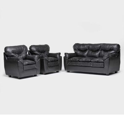 Juego de Living Almore Belén Sofá 3 Cuerpos + Dos Sillones 1 Cuerpo Negro