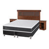 Box Spring CIC Base Dividida 2 Plazas New Ortopedic + Respaldo + 2 Veladores New Dublin