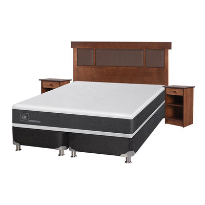 Imagen 2 del producto Box Spring CIC Base Dividida 2 Plazas New Ortopedic + Respaldo + 2 Veladores New Dublin