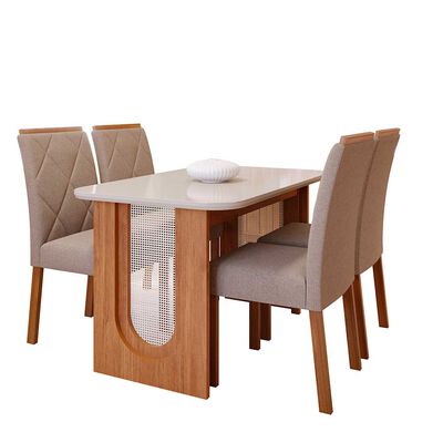 Imagen 1 del producto Juego de Comedor Decocasa Valentina 4 Sillas Off White