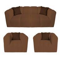 Juego de Living Muebles MYM Leonol Sofá 3 Cuerpos + Dos Sillones 1 Cuerpo Café