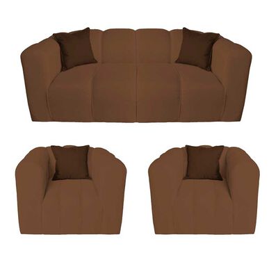 Imagen 1 del producto Juego de Living Muebles MYM Leonol Sofá 3 Cuerpos + Dos Sillones 1 Cuerpo Café